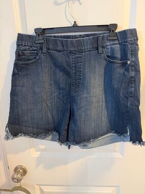 Judy Blue Faded Dark Blue Frayed Hem Jean Shorts